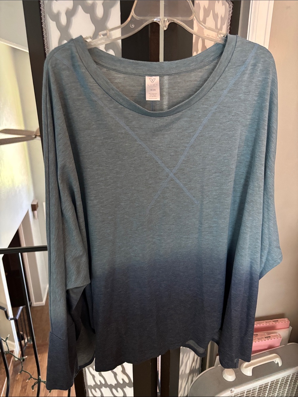 Livi Active Women's Ombre Long-Sleeve Top in Light to Dark Blue